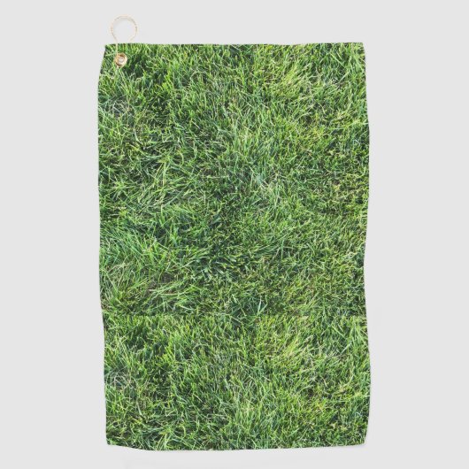 Grappig groen gras, echt fototextuurpatroon leuk golfhanddoek (Voorkant)