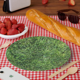 Grappig groen gras, echt fototextuurpatroon leuk papieren bordje