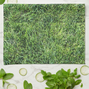 Grappig groen gras, echt fototextuurpatroon leuk theedoek