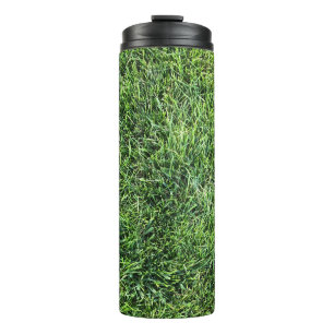 Grappig groen gras, echt fototextuurpatroon leuk thermosbeker