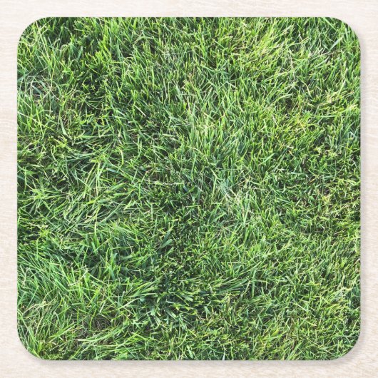 Grappig groen gras, echt fototextuurpatroon leuk vierkante kartonnen onderzetter (Voorkant)