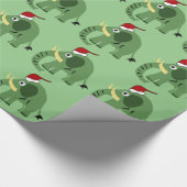 Grappig groen kerstfeest in Santa Hat Cadeaupapier (Hoek)