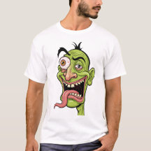 Grappig Groen Zombie Karikatuur T-Shirt