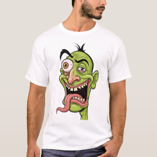 Grappig Groen Zombie Karikatuur T-Shirt