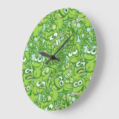Grappig groene kikkers in een rommelig patroon grote klok (Hoek)