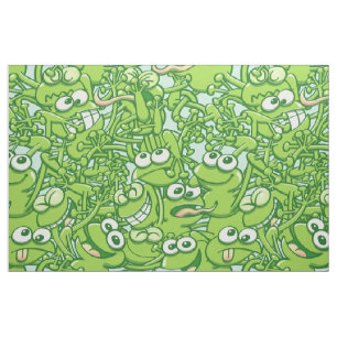 Grappig groene kikkers in een rommelig patroon stof