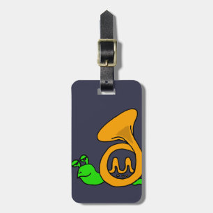 Grappig groene slak met Franse Horn Shell Bagagelabel