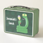 Grappig groene slang met maraca-cartoon (Achterkant)