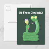 Grappig groene slang met maraca-cartoon briefkaart (Voorkant / Achterkant)