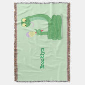 Grappig groene slang met maraca-cartoon deken (Voorkant Verticaal)