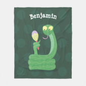 Grappig groene slang met maraca-cartoon fleece deken (Voorkant)