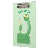 Grappig groene slang met maraca-cartoon klembord (Links)