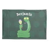 Grappig groene slang met maraca-cartoon kussensloop (Achterkant)