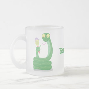 Grappig groene slang met maraca-cartoon matglas koffiemok