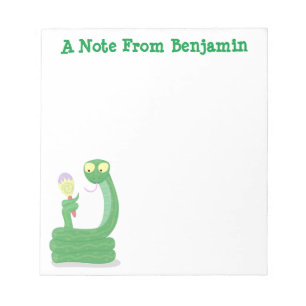 Grappig groene slang met maraca-cartoon notitieblok