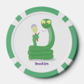 Grappig groene slang met maraca-cartoon poker chips (Achterkant)