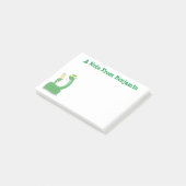 Grappig groene slang met maraca-cartoon post-it® notes (Schuin)