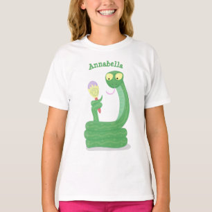 Grappig groene slang met maraca-cartoon t-shirt