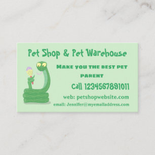 Grappig groene slang met maraca-cartoon visitekaartje