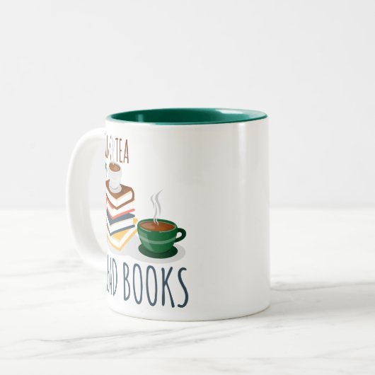 Grappig groene witte Mok - Drink thee en leest boe (Voorkant links)