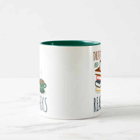 Grappig groene witte Mok - Drink thee en leest boe (Center)
