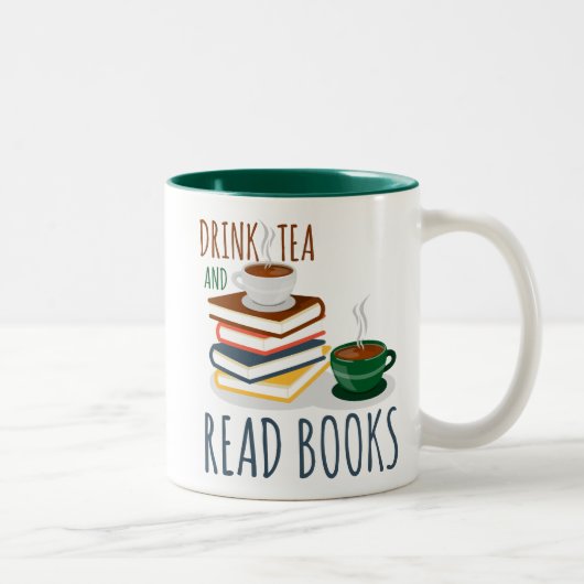 Grappig groene witte Mok - Drink thee en leest boe (Rechts)