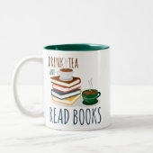 Grappig groene witte Mok - Drink thee en leest boe (Links)
