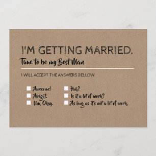 Grappig Groomsman Best Man Checklist Voorstel Kaart