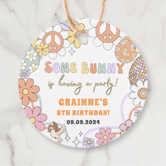 Grappig Groovy 1e Paasfeest Bedankjes Labels (Achterkant)