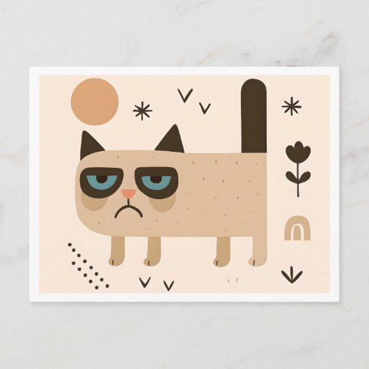 Grappig Grumpy Cat Design, minimalistisch Scandina Briefkaart (Voorkant)