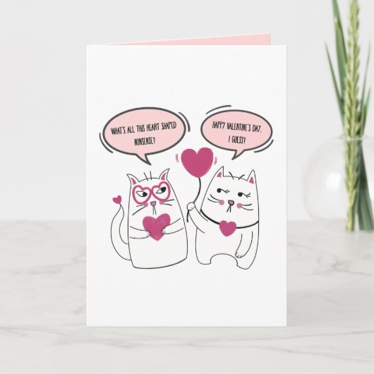 Grappig Grumpy Sarcastische Valentijnsdag Kattenpa Kaart (Voorkant)
