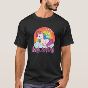 grappig hail Satan eenhoorn tekst humor happy jo T-shirt