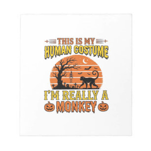 Grappig Halloween Aap Mens Kostuum Shirt Ontwerp_ Notitieblok