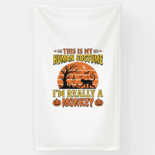 Grappig Halloween Aap Mens Kostuum Shirt Ontwerp_ Spandoek