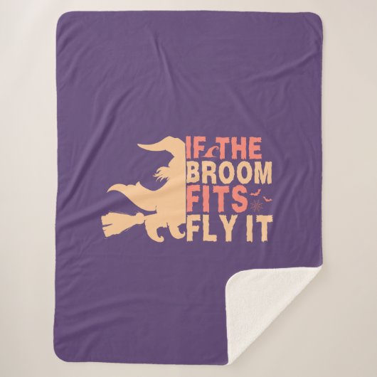 Grappig Halloween als de bezem past vlieg het Sherpa Deken (Voorkant)
