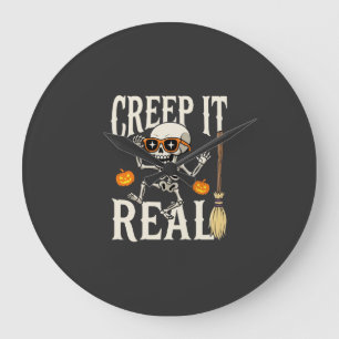 Grappig Halloween Creep It Real Dansend Skelet Des Grote Klok