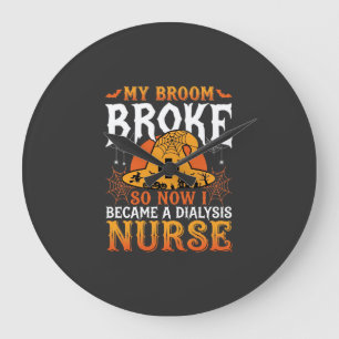 Grappig Halloween Dialyse Verpleegster Heks Bezem Grote Klok