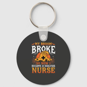 Grappig Halloween Dialyse Verpleegster Heks Bezems Sleutelhanger