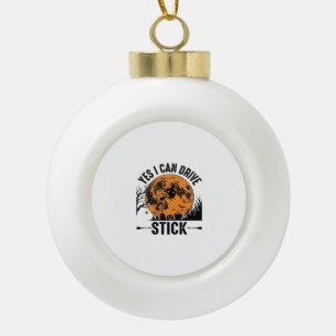 Grappig Halloween Drive Stick Heks Vintage Shirt D Keramische Bal Ornament