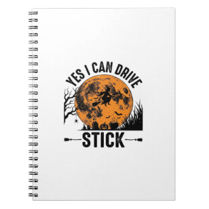 Grappig Halloween Drive Stick Heksen Vintage T-shi Notitieboek