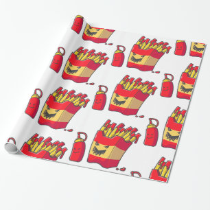 Grappig Halloween frietmonster Cadeaupapier