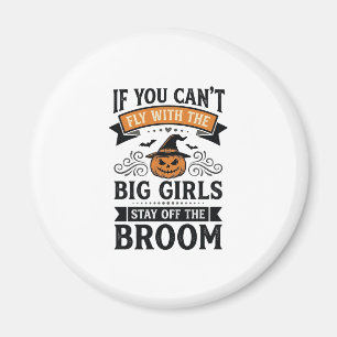 Grappig Halloween Grote Meisjes Bezem Vintage Shir Magneet