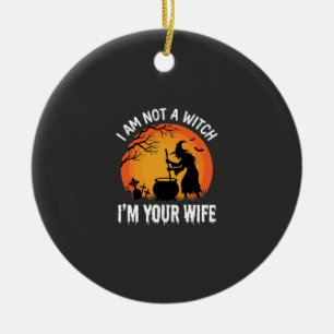 Grappig Halloween Heksen Vrouw Ketel Ontwerp Keramisch Ornament