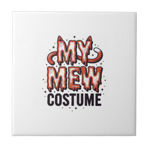 Grappig Halloween Kat Miauw Kostuum Vintage Ontwer Tegeltje