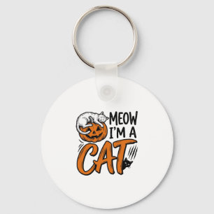 Grappig Halloween Kat Pompoen Typografie Shirt Ont Sleutelhanger