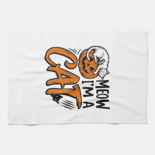 Grappig Halloween Kat Pompoen Typografie Shirt Ont Theedoek