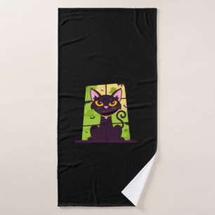 Grappig Halloween Kattenkostuum Badhanddoek