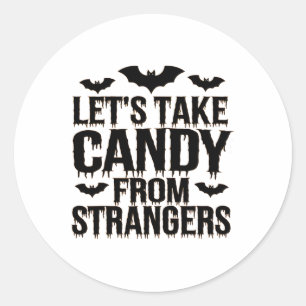 Grappig Halloween kostuum laat Snoep van Stran nem Ronde Sticker