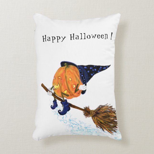 Grappig Halloween kussen heks pompoen vliegen (Voorkant(Verticaal))
