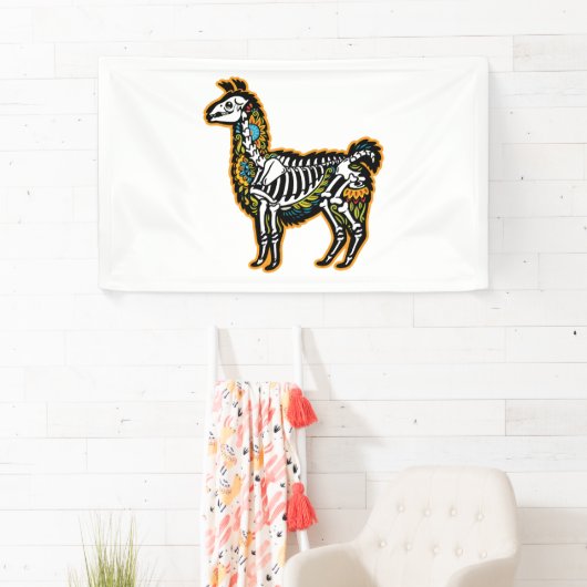 Grappig Halloween Llama Skelet Graphic - Spandoek (Insitu)